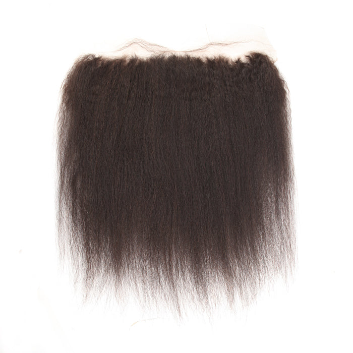 Stock 13x4 Indian Remy Natural Color Kinky Straight Human Hair Frontals 14" 120% Density