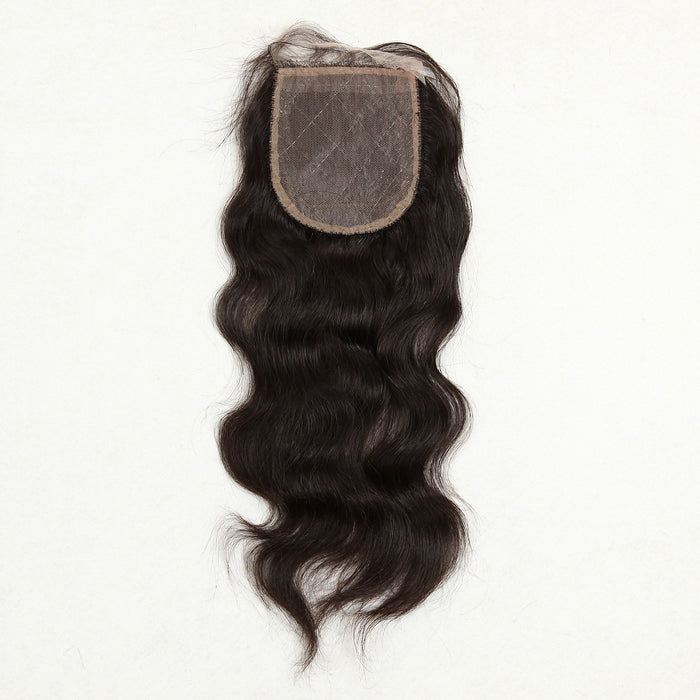 Stock Silk Top Indian Remy Natural Color Natural Wave Human Hair Closures 10" and 14" 120% Density