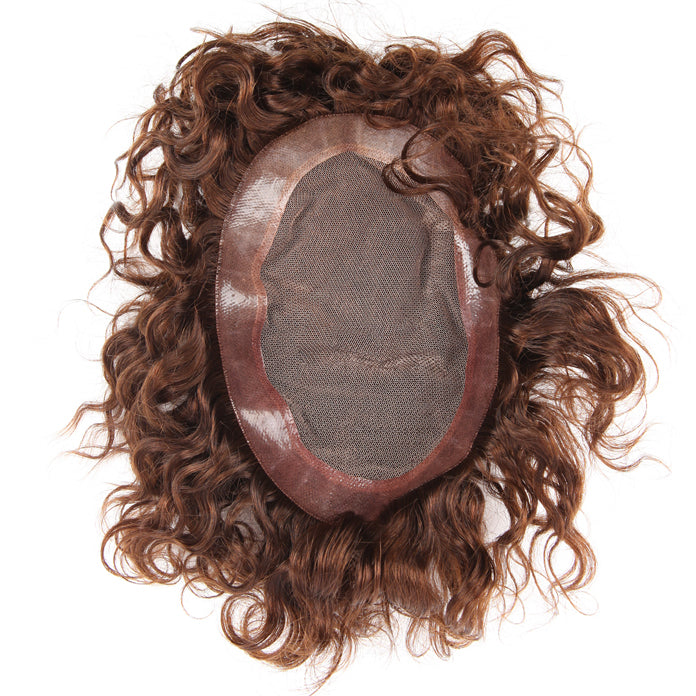 Stock Swiss Lace Brazilian Medium Brown Curly Human Hair Closure 6" with PU 130% Density