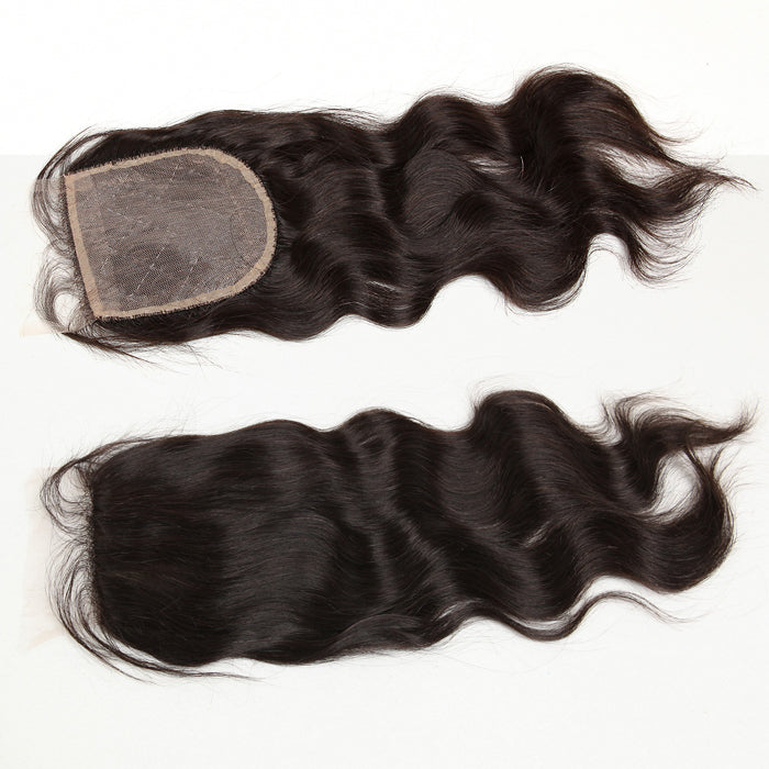 Stock Silk Top Indian Remy Natural Color Natural Wave Human Hair Closures 10" and 14" 120% Density