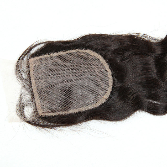 Stock Silk Top Indian Remy Natural Color Natural Wave Human Hair Closures 10" and 14" 120% Density