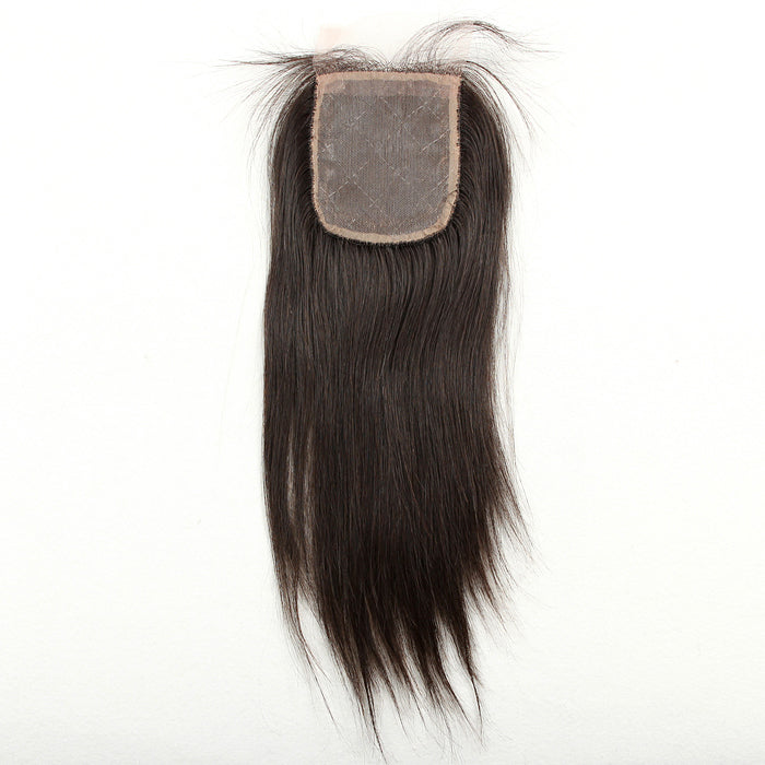 Stock Silk Top Indian Remy Natural Color Straight Human Hair Closures 10" 120% Density