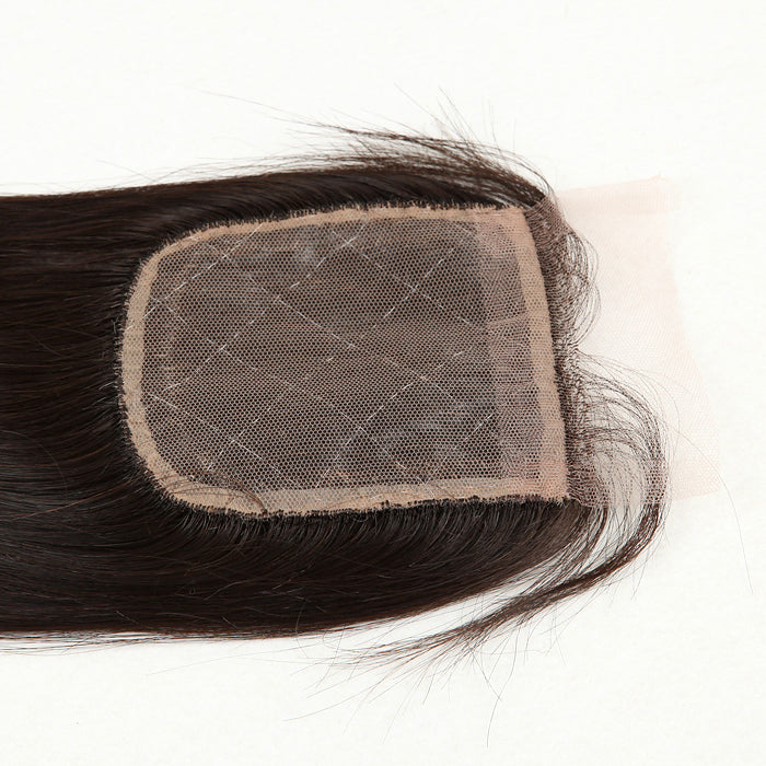 Stock Silk Top Indian Remy Natural Color Straight Human Hair Closures 10" 120% Density