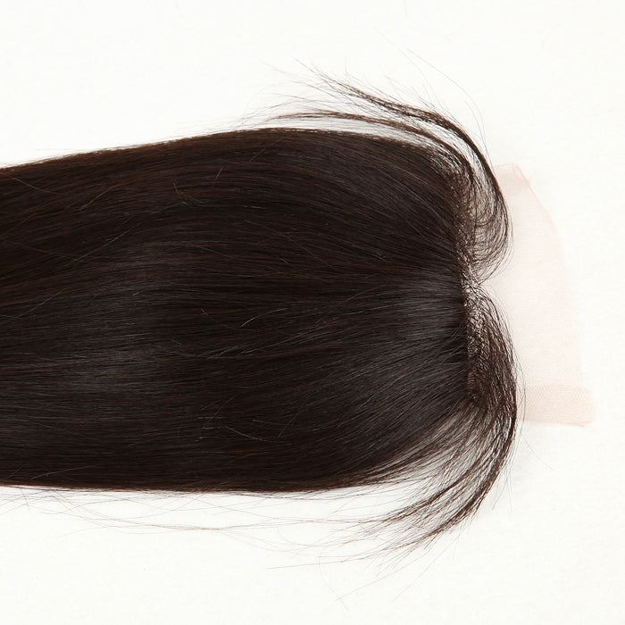 Stock Silk Top Indian Remy Natural Color Straight Human Hair Closures 10" 120% Density