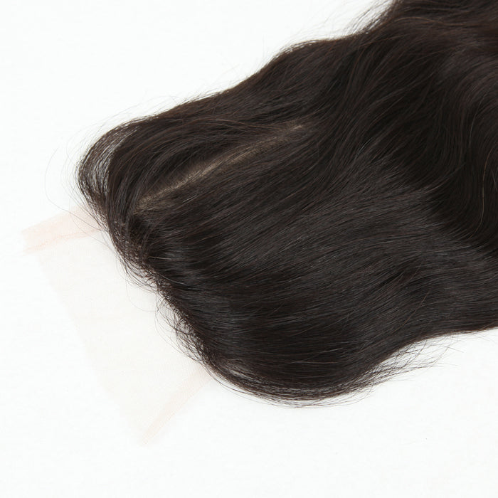 Stock Silk Top Indian Remy Natural Color Natural Wave Human Hair Closures 10" and 14" 120% Density