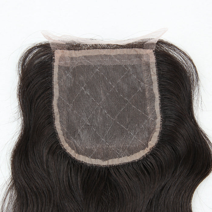 Stock Silk Top Indian Remy Natural Color Natural Wave Human Hair Closures 10" and 14" 120% Density