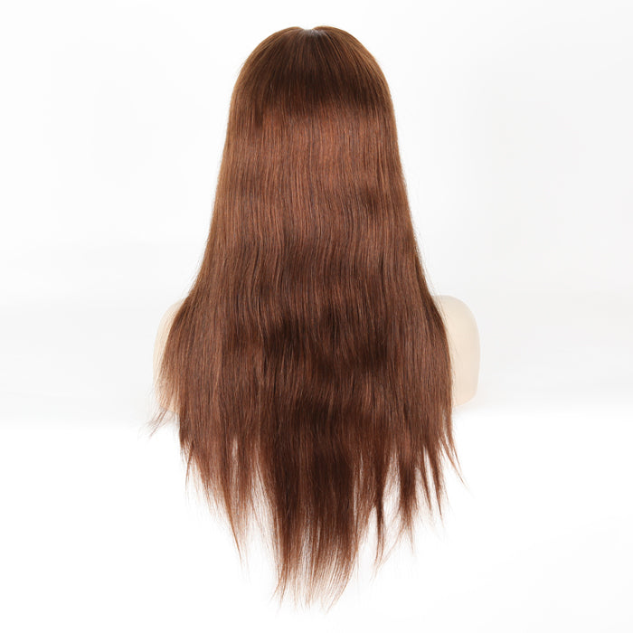 Stock Full Lace Brazilian Dark Brown Natural Wave Human Hair Silk Top Wig