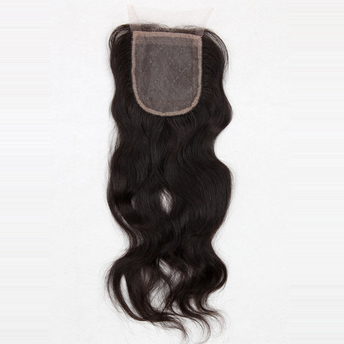 Stock Silk Top Indian Remy Natural Color Natural Wave Human Hair Closures 10" and 14" 120% Density