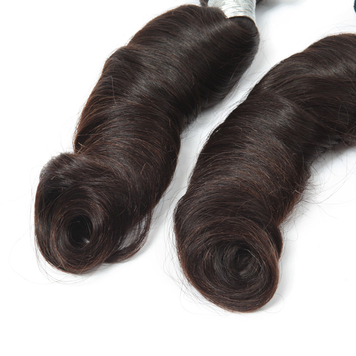 Stock Brazilian Natural Color Loose Spiral Curl Hand-Tied Human Hair Wefts