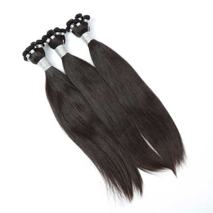 Stock Brazilian Natural Color Straight Hand-Tied Human Hair Wefts