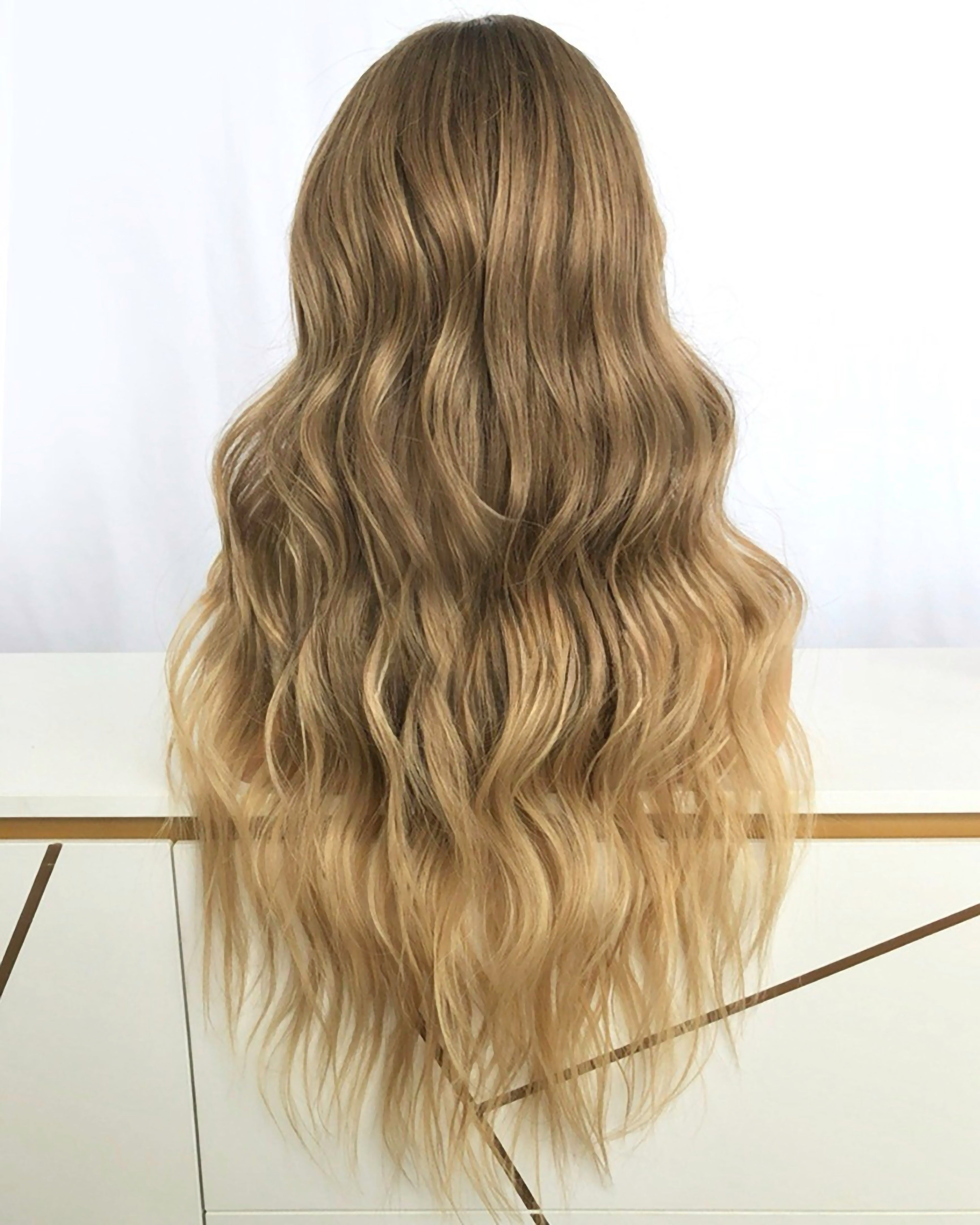 Lace Front Brazilian Blonde Ombre with Brown Tones Wavy Human Hair Wigs