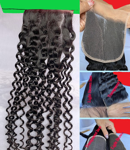 Stock 5x5 Barzilian Natural Black Jerry Curl Human Hair Closures with 3 Bundle