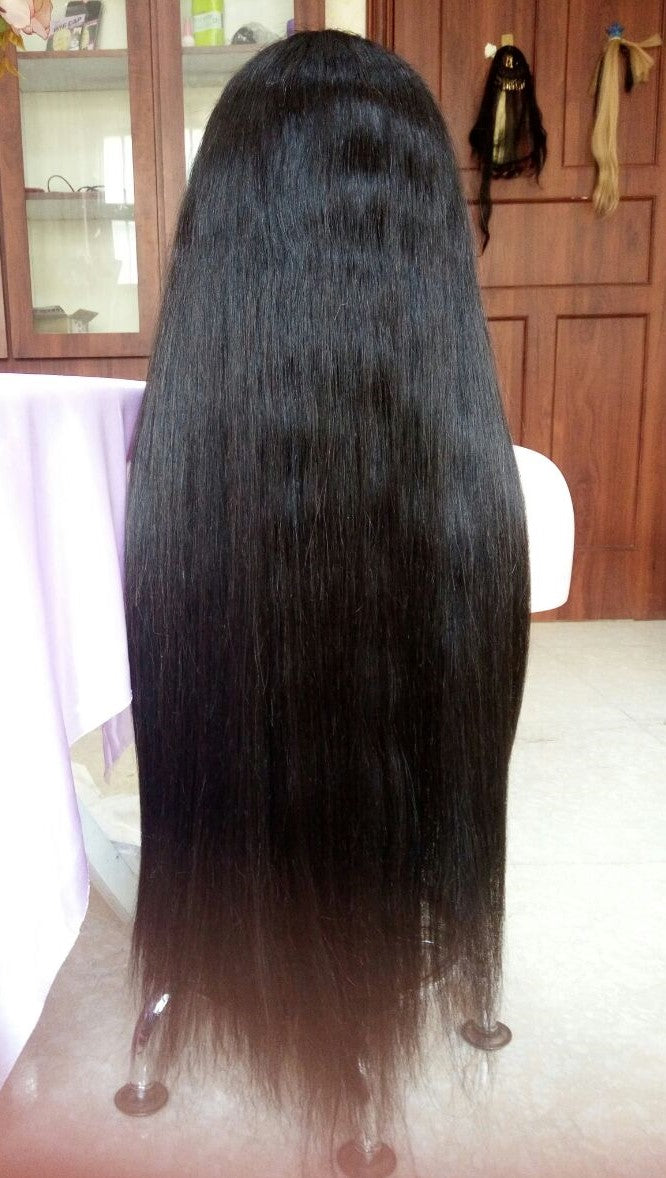 Custom Full Lace Glueless Brazilian Natural Color Straight/Body Wave Human Hair Wig