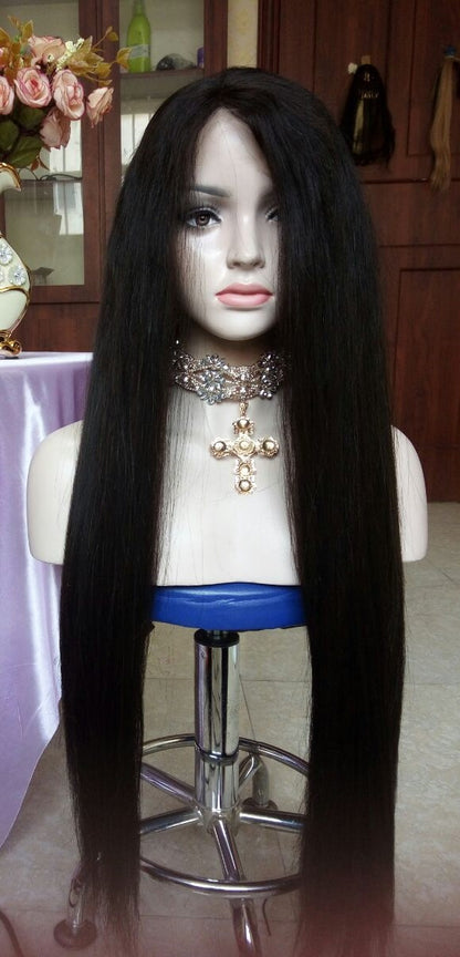 Custom Full Lace Glueless Brazilian Natural Color Straight/Body Wave Human Hair Wig