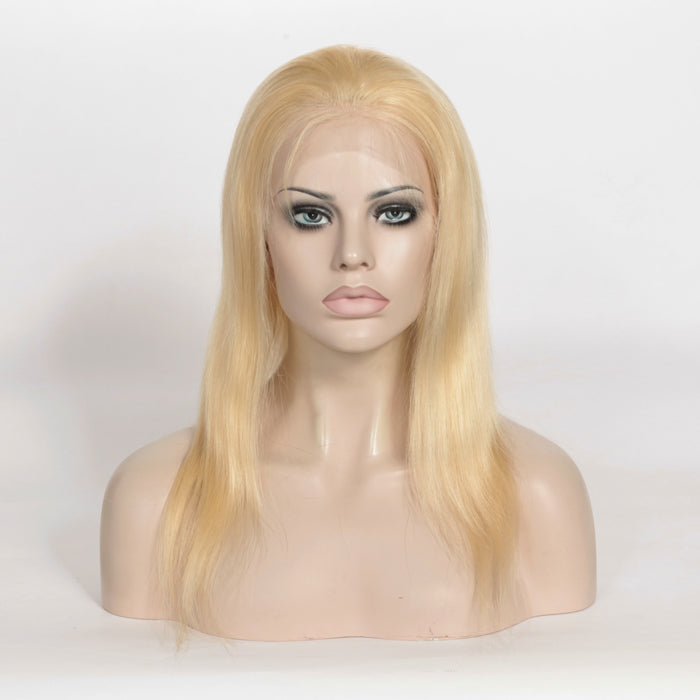 Stock Full Lace Brazilian Lightest Blonde Straight Human Hair Wigs