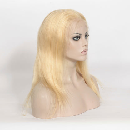 Stock Full Lace Brazilian Lightest Blonde Straight Human Hair Wigs