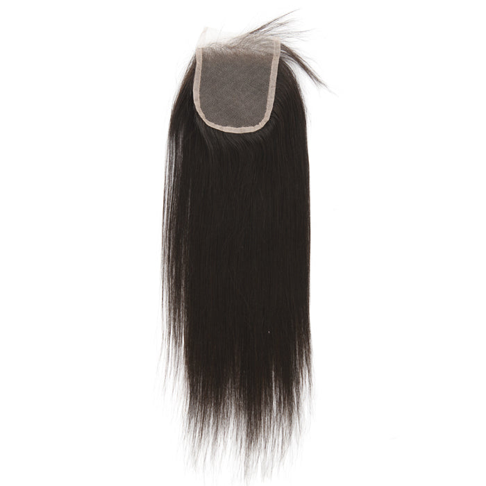 Stock Full lace Indian Remy Natural Color Yaki Straight Human Hair Closure