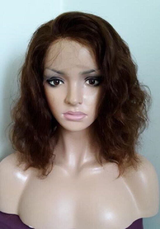 Stock Full Lace Brazilian Medium Brown Natural Wave Human Hair Wig