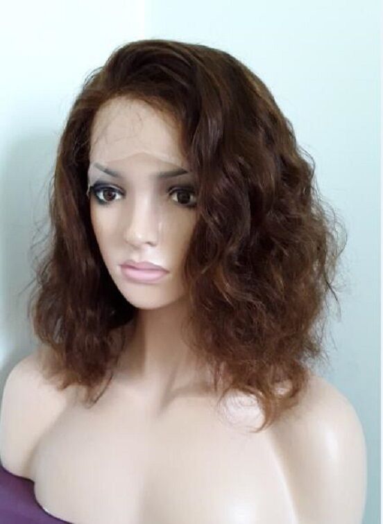 Stock Full Lace Brazilian Medium Brown Natural Wave Human Hair Wig