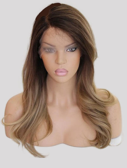 Custom Full Lace Glueless Brazilian Brown Ombre Straight Human Hair Silk Top Wig