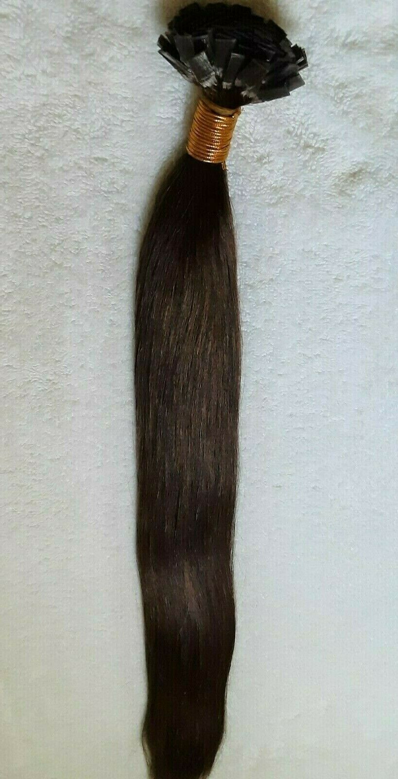 Stock European Medium Brown Straight Double Drawn Human Hair Flat-Tip Extensions