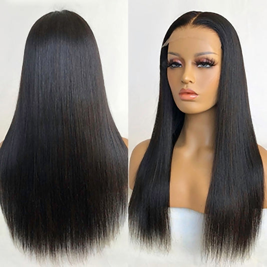 Lace Front Brazilian Natural Black Straight Human Hair Wig