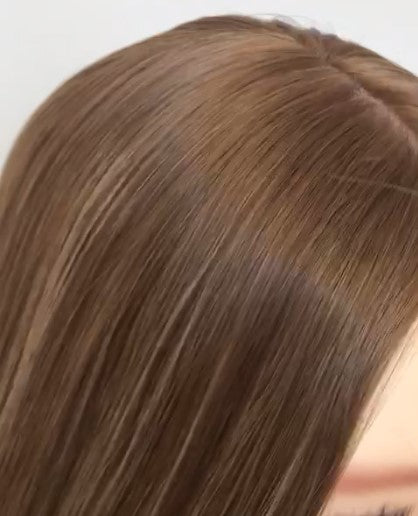 Stock European Ash Brown with HL Straight No Layer Human Hair Jewish Wig