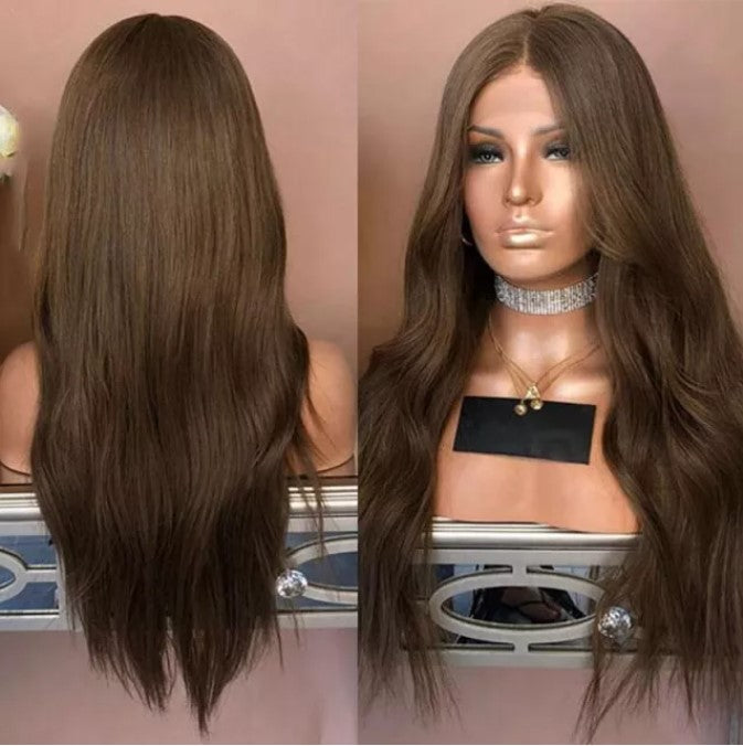 Stock Lace Front Brazilian Brown Wavy Human Hair Wigs