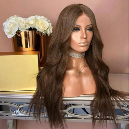 Stock Lace Front Brazilian Brown Wavy Human Hair Wigs