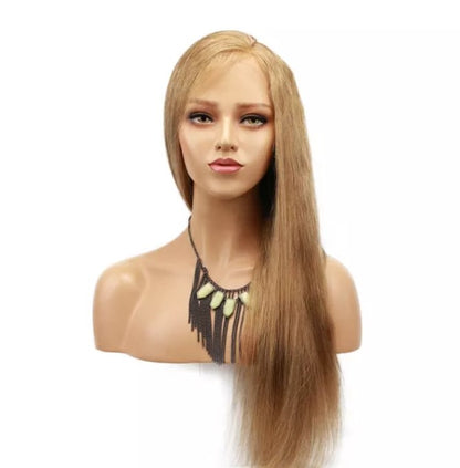 Stock Lace Front Brazilian Ash Blonde Straight Human Hair Wigs