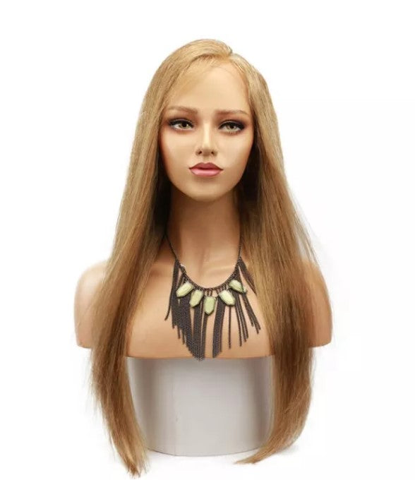 Stock Lace Front Brazilian Ash Blonde Straight Human Hair Wigs