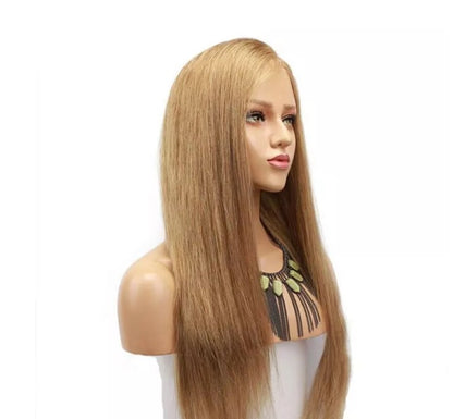 Stock Lace Front Brazilian Ash Blonde Straight Human Hair Wigs