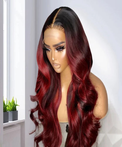 Custom HD Lace Closure Cambodian Natural Color Ombre Natural Wave Human Hair Wig