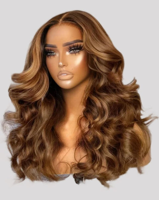 HD Lace Closure Cambodian Natural Brown Copper Natural Wave Raw Human Hair Wig