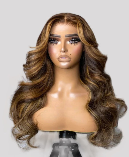 Stock 13 x 4" Lace Front Brasilianer 99j/Dunkelrosa Highlights Body Curl Echthaarperücke 20"-24" 180% Dichte