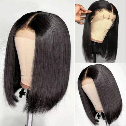 Stock Lace Front Brazilian Remy Natural Color Straight Bob Wigs