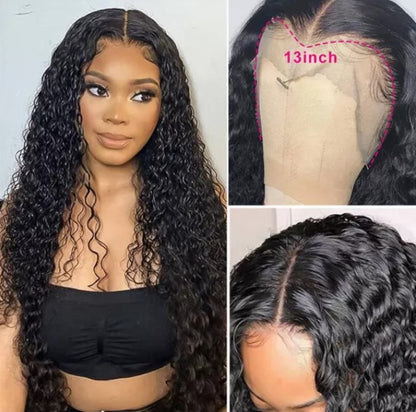 Stock HD Lace Front Brazilian Natural Color Water Wave Human Hair Wigs