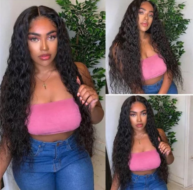 Stock HD Lace Front Brazilian Natural Color Water Wave Human Hair Wigs