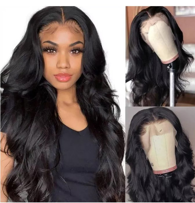 Stock HD Lace Front Brazilian Natural Black Body Wave Human Hair Wigs