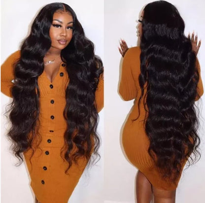 Stock HD Lace Front Brazilian Natural Black Body Wave Human Hair Wigs