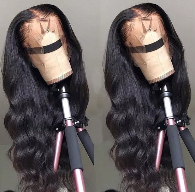 Stock HD Lace Front Brazilian Natural Black Body Wave Human Hair Wigs