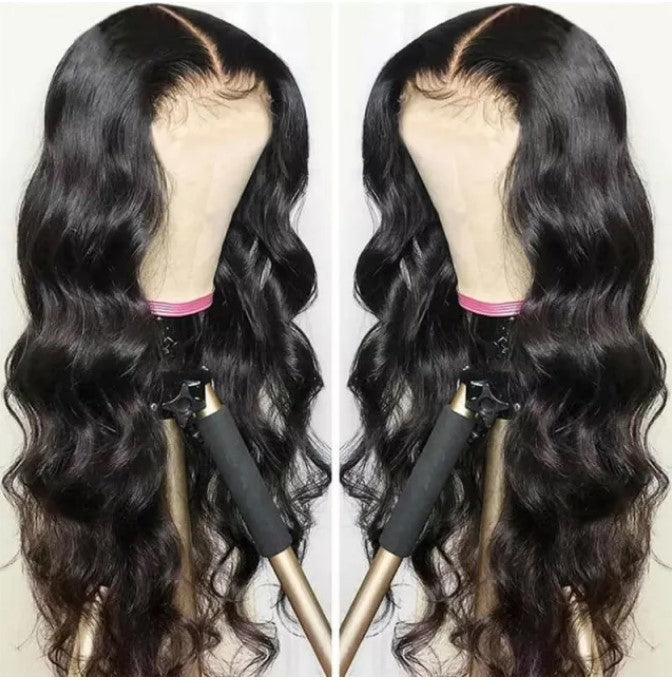 Stock HD Lace Front Brazilian Natural Black Body Wave Human Hair Wigs