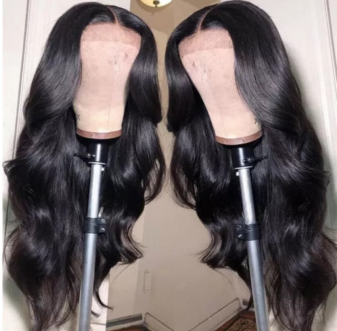 Stock HD Lace Front Brazilian Natural Black Body Wave Human Hair Wigs