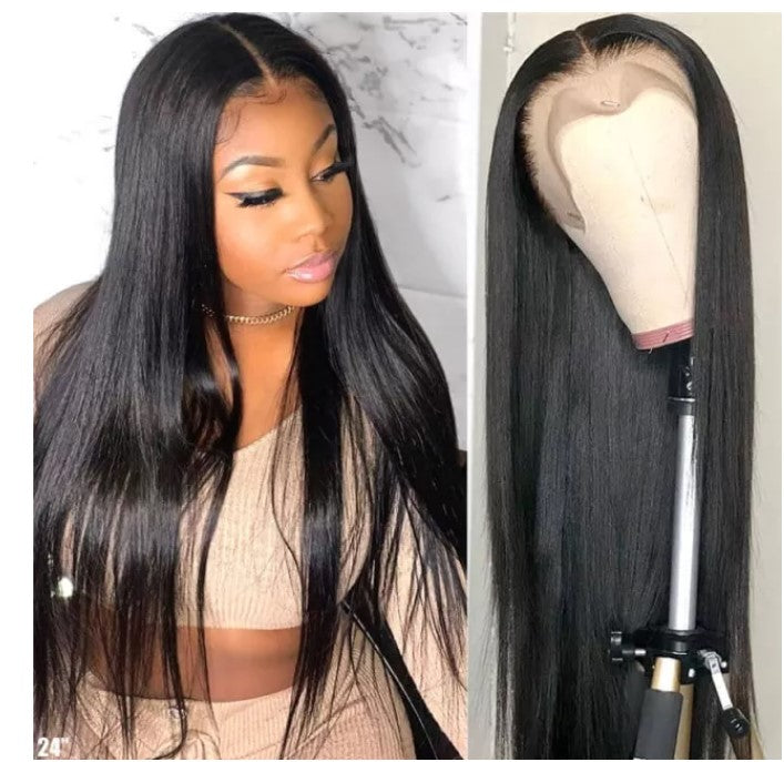 Stock HD Lace Front Brazilian Natural Color Straight Human Hair Wigs