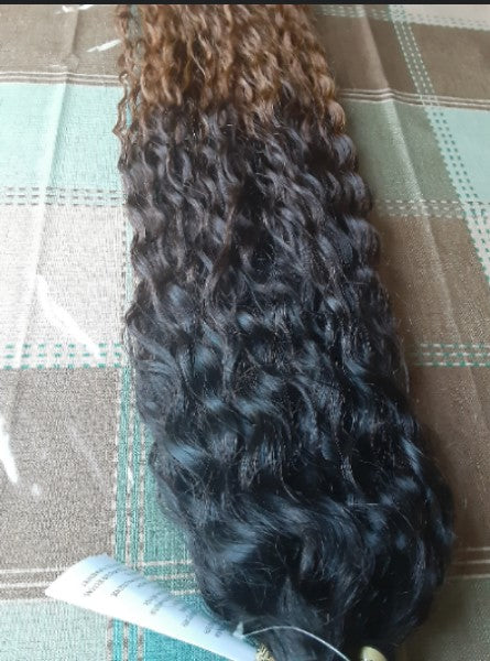 מלאי מלזי טבעי שחור/אומבר תלתל עמוק מצוייר כפול לשיער אנושי 300 גרם 28 אינץ'