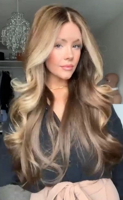 Lager 13 x 4" blonder foran brasiliansk brun/honningblond pianohøydepunkter Body Wave menneskehår parykk 14"-26" 180 % tetthet