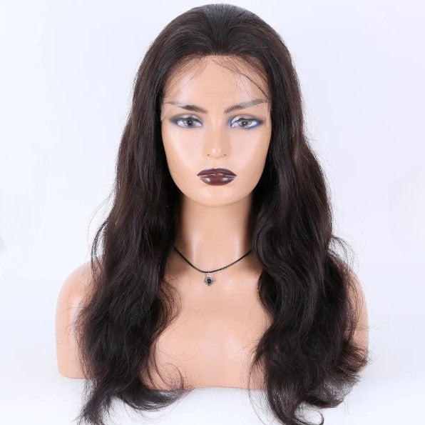 Lager 5" HD blonder Front European Remy Natural Black Body Wave Rett Single Knots Menneskehår Parykker 14"-24" 150 % tetthet