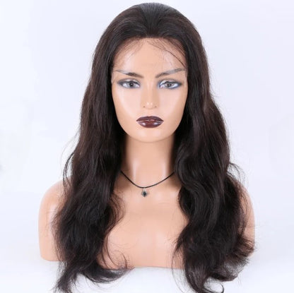 Stock 5 "HD Lace Front European Remy Natural Black Body Wave Straight Single Knots Human Hair Perücken 14"-24" 150% Dichte