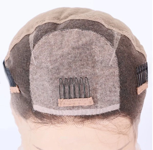 Stock Full Lace European Dark Golden Brown Straight Human Hair Silk Top Wigs