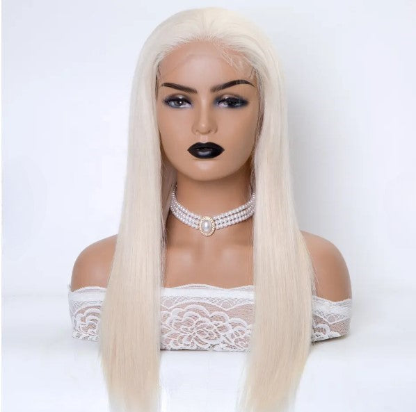 Stock Full Lace/Elastic Lace Slavic Ashy Blonde Straight Human Hair Wigs